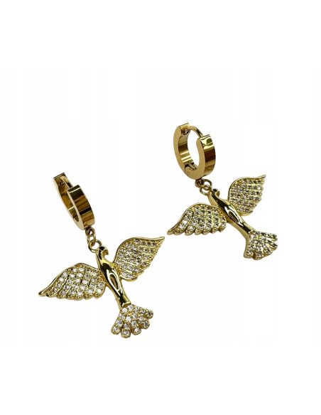 Kolczyki ze stali chirurgicznej Lolita Accessories złote Skrzydła