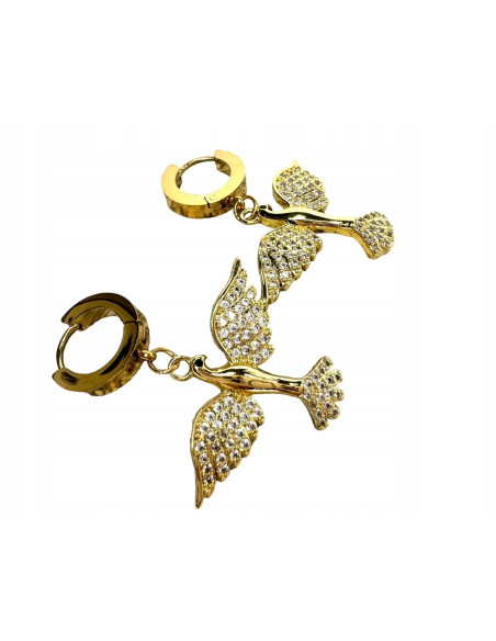 Kolczyki ze stali chirurgicznej Lolita Accessories złote Skrzydła