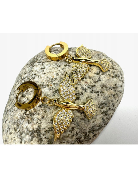 Kolczyki ze stali chirurgicznej Lolita Accessories złote Skrzydła