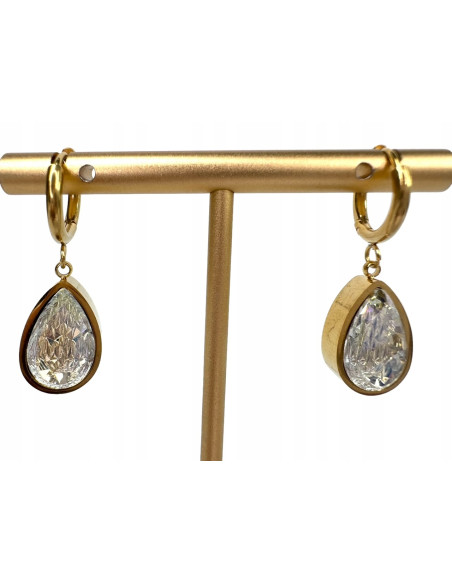 Kolczyki ze stali chirurgicznej Lolita Accessories złote CRYSTAL