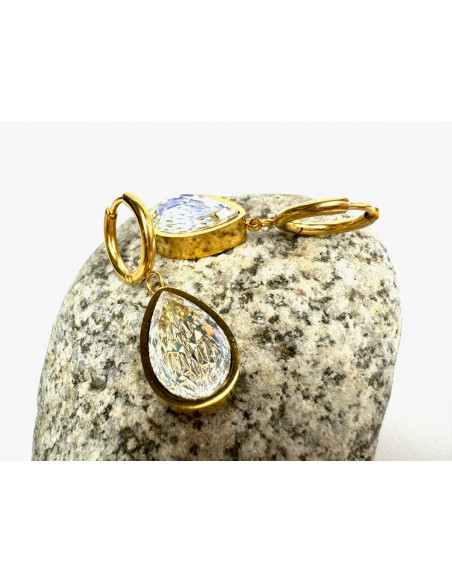 Kolczyki ze stali chirurgicznej Lolita Accessories złote CRYSTAL