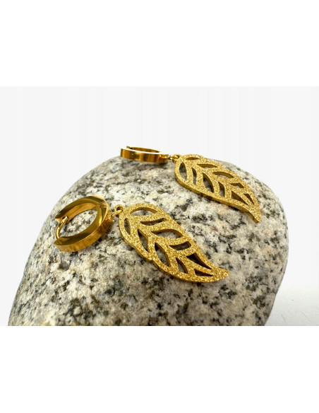 Kolczyki ze stali chirurgicznej Lolita Accessories złote Listki