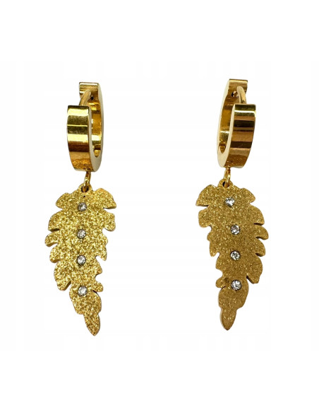 Kolczyki ze stali chirurgicznej Lolita Accessories złote Listki cyrkonie