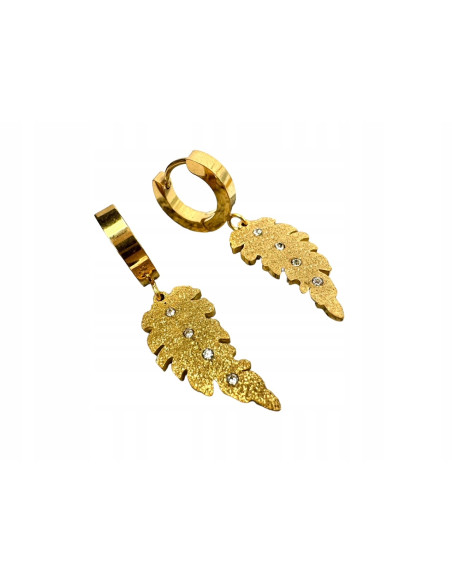 Kolczyki ze stali chirurgicznej Lolita Accessories złote Listki cyrkonie