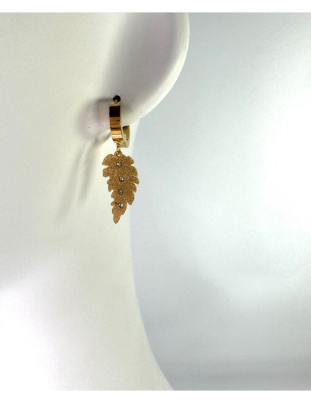 Kolczyki ze stali chirurgicznej Lolita Accessories złote Listki cyrkonie