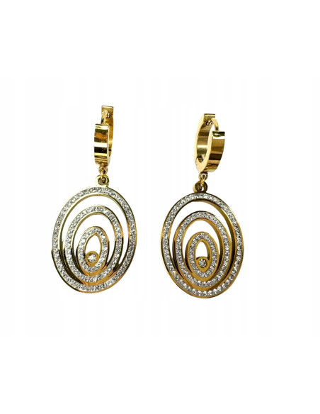 Kolczyki ze stali chirurgicznej Lolita Accessories złote ażurowe cyrkonie