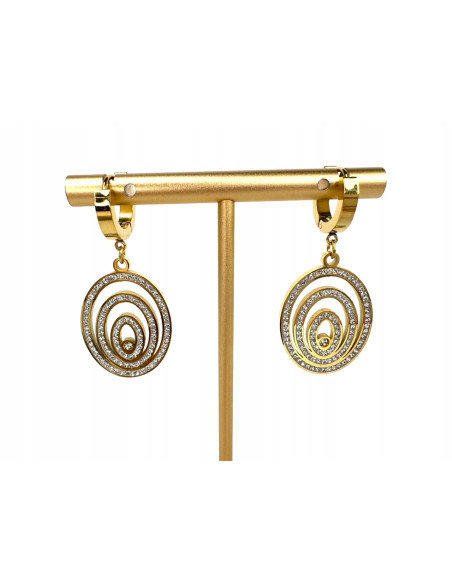 Kolczyki ze stali chirurgicznej Lolita Accessories złote ażurowe cyrkonie