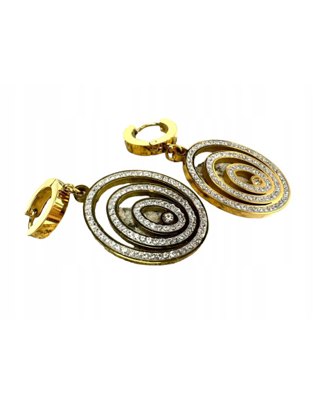 Kolczyki ze stali chirurgicznej Lolita Accessories złote ażurowe cyrkonie