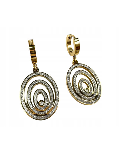 Kolczyki ze stali chirurgicznej Lolita Accessories złote ażurowe cyrkonie