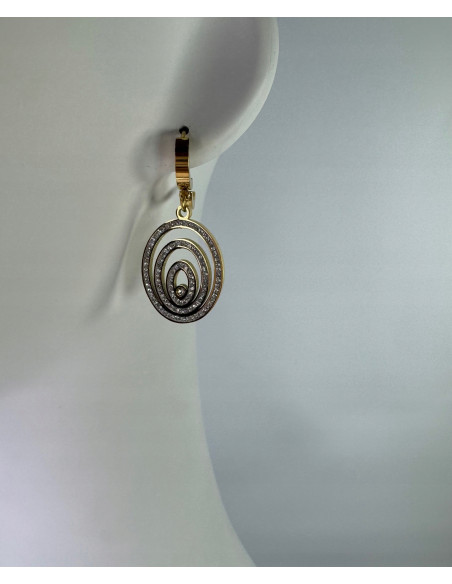 Kolczyki ze stali chirurgicznej Lolita Accessories złote ażurowe cyrkonie