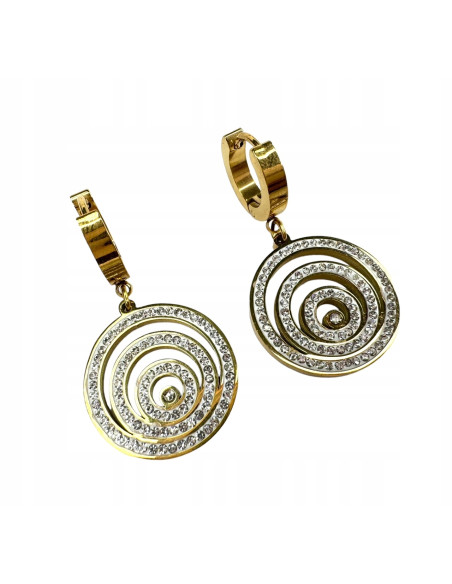 Kolczyki ze stali chirurgicznej Lolita Accessories złote ażurowe cyrkonie