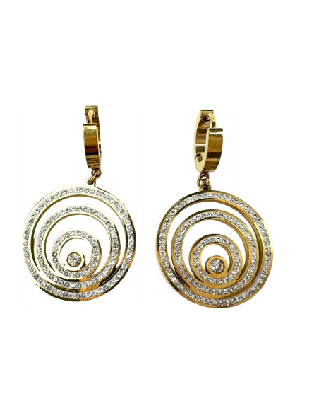 Kolczyki ze stali chirurgicznej Lolita Accessories złote ażurowe cyrkonie