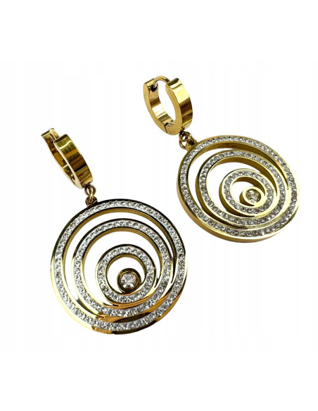 Kolczyki ze stali chirurgicznej Lolita Accessories złote ażurowe cyrkonie