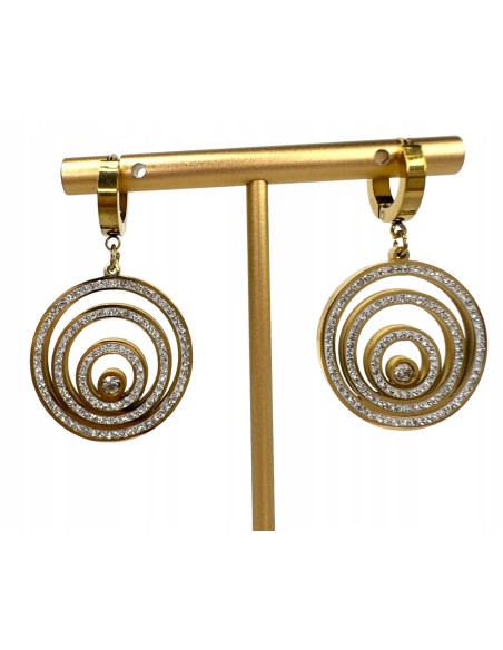 Kolczyki ze stali chirurgicznej Lolita Accessories złote ażurowe cyrkonie