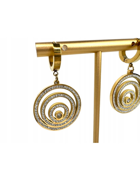 Kolczyki ze stali chirurgicznej Lolita Accessories złote ażurowe cyrkonie