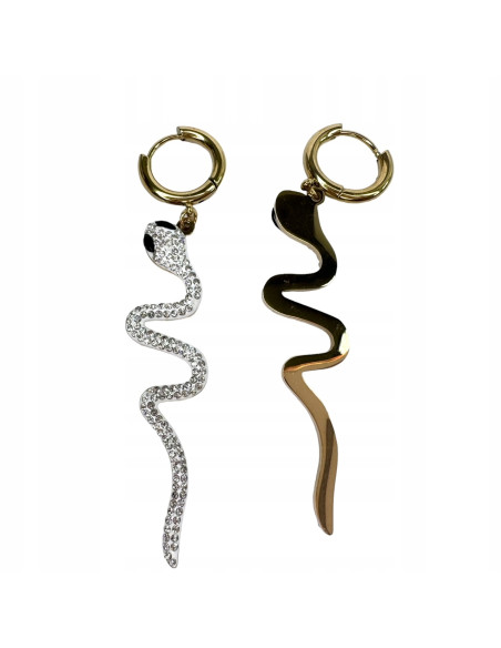 Kolczyki Wąż BOHO stal chirurgiczna Lolita Accessories złote Węże Wąż