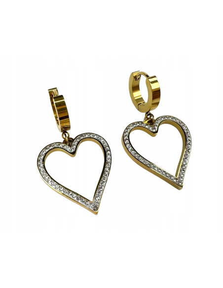 Kolczyki BOHO Serce stal chirurgiczna Lolita Accessories złote