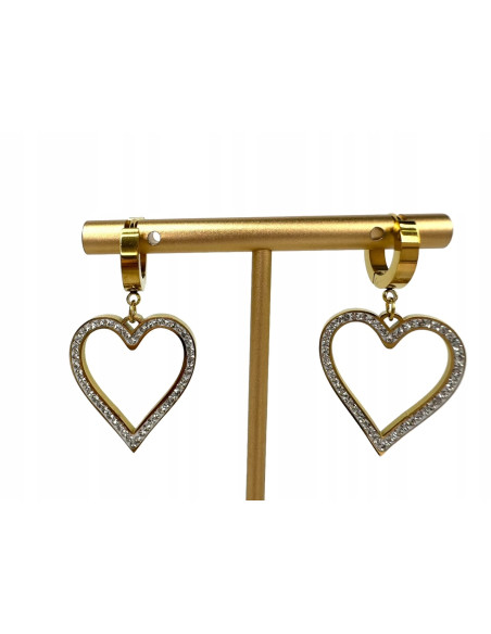 Kolczyki BOHO Serce stal chirurgiczna Lolita Accessories złote