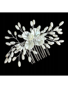 Grzebień wsuwany do włosów ozdobny perełki KWIATKI Lolita...