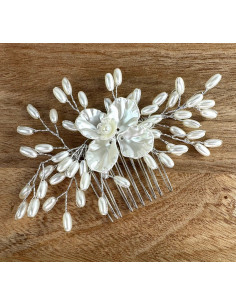 Grzebień wsuwany do włosów ozdobny perełki KWIATKI Lolita... 2