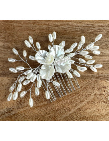 Grzebień wsuwany do włosów ozdobny perełki...