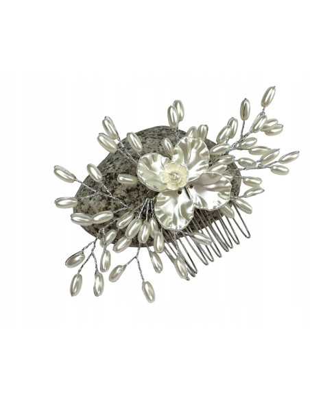 Grzebień wsuwany do włosów ozdobny perełki KWIATKI Lolita Accessories