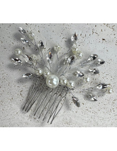 Grzebień wsuwany do włosów ozdobny perełki kamienie... 2