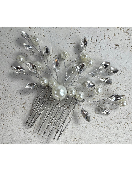 Grzebień wsuwany do włosów ozdobny perełki kamienie Lolita Accessories