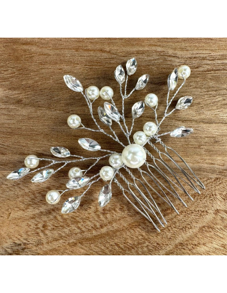 Grzebień wsuwany do włosów ozdobny perełki kamienie Lolita Accessories