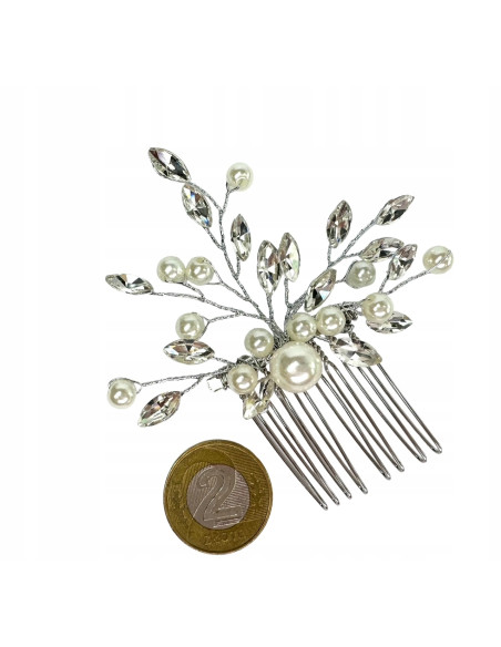 Grzebień wsuwany do włosów ozdobny perełki kamienie Lolita Accessories