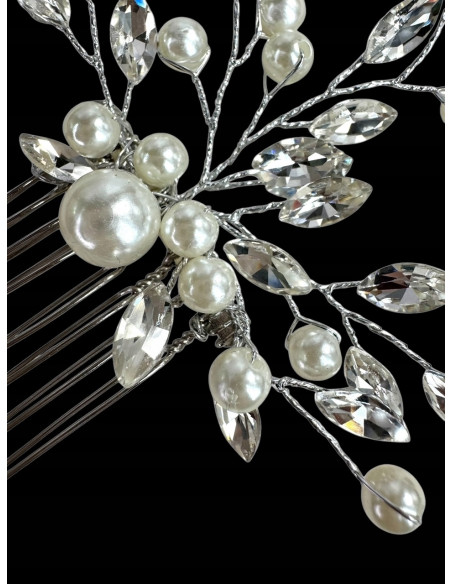 Grzebień wsuwany do włosów ozdobny perełki kamienie Lolita Accessories