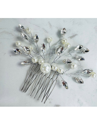 Grzebień wsuwany do włosów ozdobny perełki...