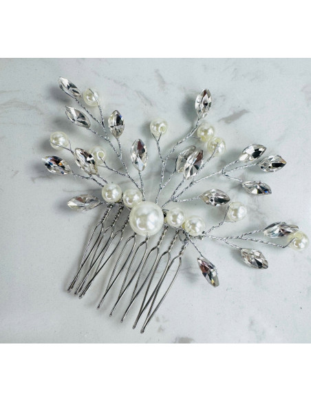 Grzebień wsuwany do włosów ozdobny perełki kamienie Lolita Accessories