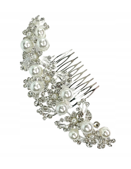 Grzebień wsuwany do włosów ozdobny kamienie perły XXL Lolita Accessories