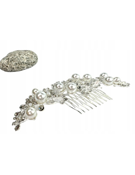 Grzebień wsuwany do włosów ozdobny kamienie perły XXL Lolita Accessories