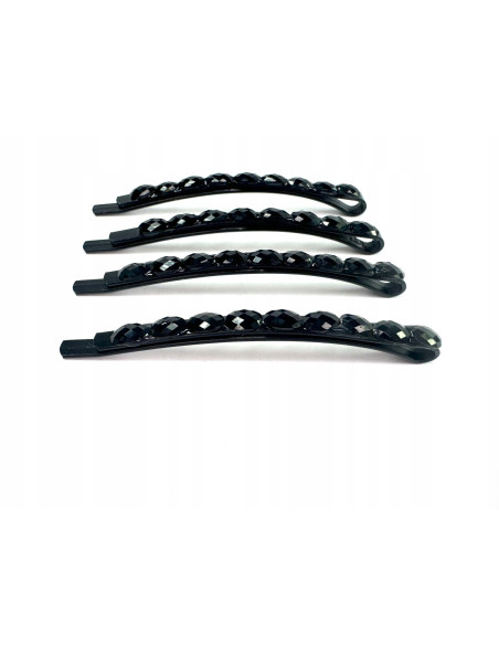 Wsuwki z cyrkoniami zestaw 4 sztuki czarne Klasyczne Lolita Accessories