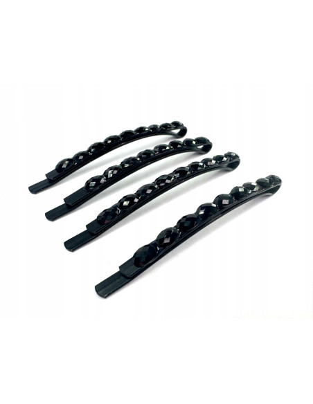 Wsuwki z cyrkoniami zestaw 4 sztuki czarne Klasyczne Lolita Accessories