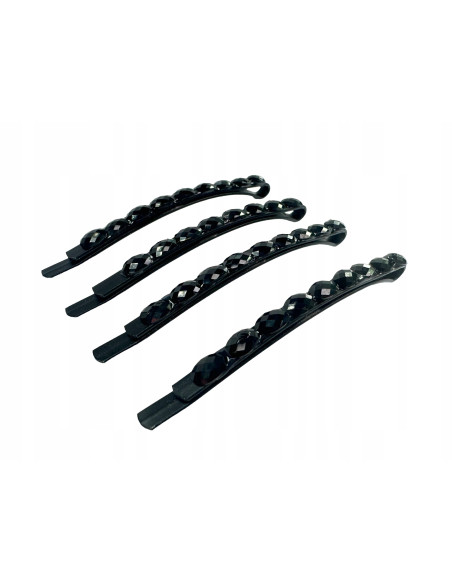 Wsuwki z cyrkoniami zestaw 4 sztuki czarne Klasyczne Lolita Accessories