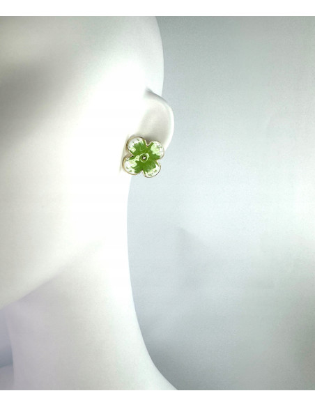 Pozłacane Kolczyki Srebrny sztyft 925 Lolita Accessories Zielone Kwiaty