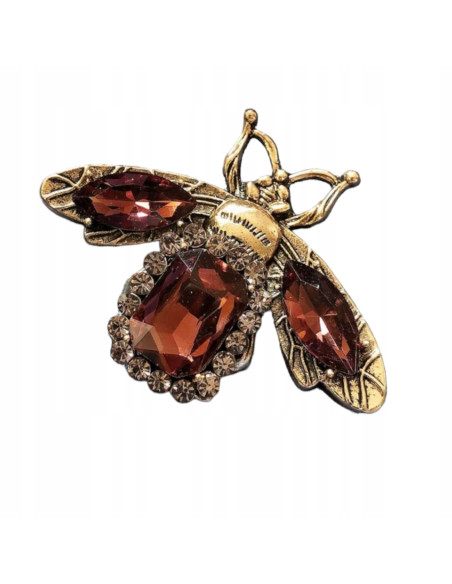 Broszka ozdobna Lolita Accessories brązowa z kamieniami Mucha