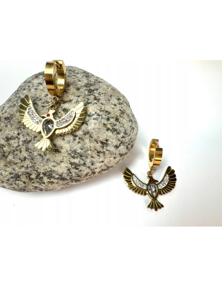 Kolczyki BOHO ORZEŁ stal chirurgiczna HAMSA Lolita Accessories złote