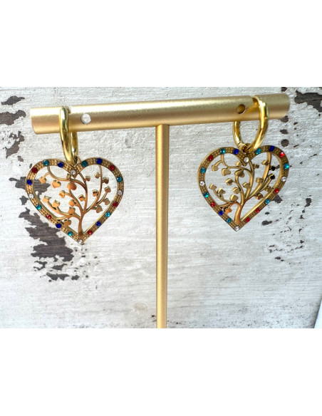 Kolczyki BOHO Serce stal chirurgiczna Lolita Accessories złote