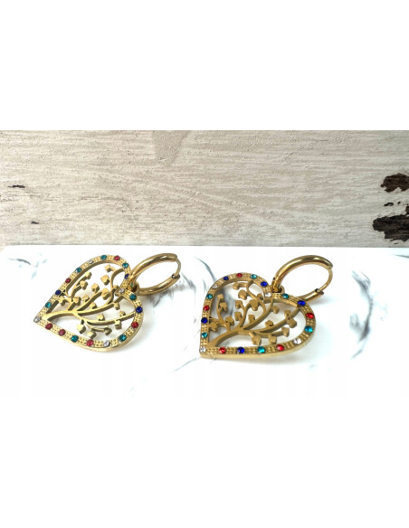 Kolczyki BOHO Serce stal chirurgiczna Lolita Accessories złote