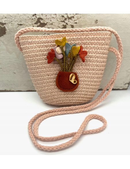 Torebka dziecięca Koszyczek pleciony Kwiatki Kwiat Koszyk dla dziewczynki