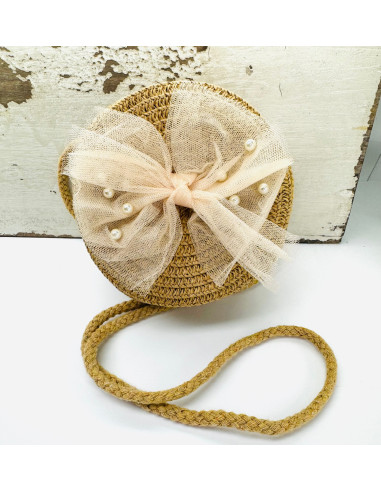 Torebka dziecięca Koszyczek pleciony Kokarda...