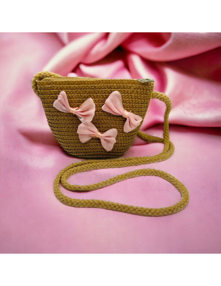 Torebka dziecięca Koszyczek pleciony Kwiatek Kwiat Beżowy