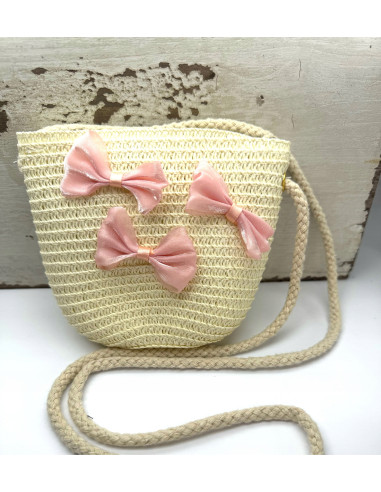 Torebka dziecięca Koszyczek pleciony Kokardki...