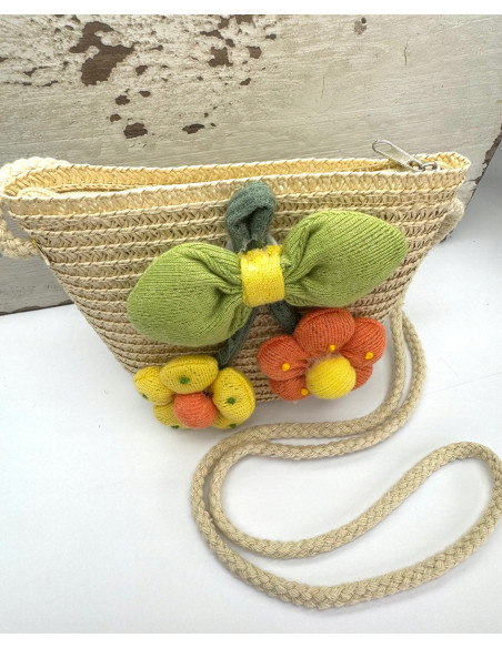 Torebka dziecięca Koszyczek pleciony Kwiatek Kwiat Beżowy Nude