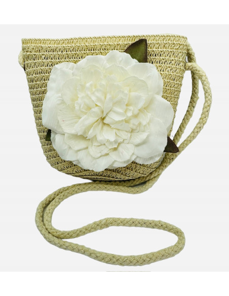 Torebka dziecięca Koszyczek pleciony Kwiatek Kwiat Beżowy Nude