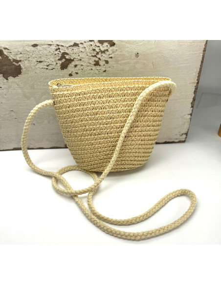 Torebka dziecięca Koszyczek pleciony Kwiatek Kwiat Beżowy Nude